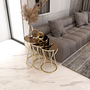 3'lü Kum Saati Zigon Gold Ayak Bronz Ayna