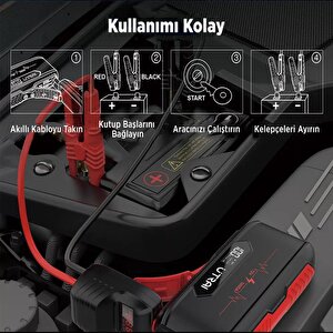 Utrai Jstar 3 20000mah 1600a Jump Starter Lcd Ekranlı Taşınabilir Akü Takviye Cihazı ,Çanta + Powerbank + Led Lamba