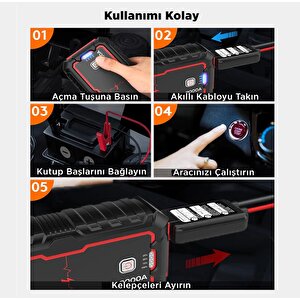 Utrai Jstar One 22000mah 2000a Jump Starter Taşınabilir Akü Takviye Cihazı Çanta + Pusula + Powerbank + Led Lamba