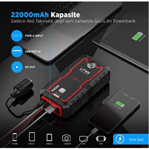 Utrai Jstar One 22000mah 2000a Jump Starter Taşınabilir Akü Takviye Cihazı Çanta + Pusula + Powerbank + Led Lamba