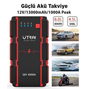 Utrai Jstar Mini 13000mah 1000a Jump Starter Taşınabilir Akü Takviye Cihazı  Powerbank + Led Lamba