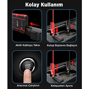 Utrai Jstar Mini 13000mah 1000a Jump Starter Taşınabilir Akü Takviye Cihazı  Powerbank + Led Lamba