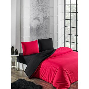 Black-red Çift Kişilik Nevresim Seti Ranforce Çarşafsız