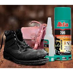 Akfix 705 Ahşap Plastik Hızlı Yapıştırıcı, 200ml Sprey + 50gr Akti̇vatör