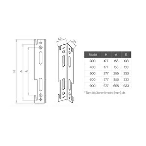 600 Lük Panel Radyatör L Tip Montaj Konsol Seti 2'li 600 mm