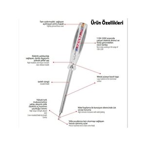 İzeltaş Elektrik Kontrol Kalemi Düz Uçlu Uzun Boy 190 Mm