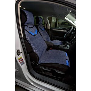 Renault Fluence Oto Koltuk Minderi Kilim Minder Ön 2'li Set Siyah Beyaz Mavi