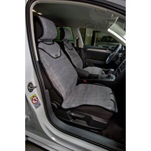 Volkswagen Touareg Oto Koltuk Minderi Kilim Minder Ön 2'li Set Siyah Beyaz Gri