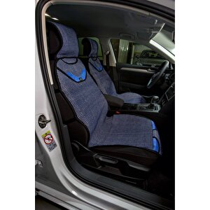 Seat Ateca Oto Koltuk Minderi Kilim Minder Ön 2'li Set Siyah Beyaz Mavi