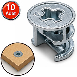 Minifix Gövde 15x13mm Mobilya Dolap Birleştirme Bağlantı Vidası - 10 Adet