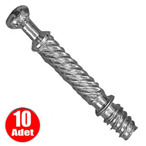 6mm Minifix Mili Mobilya Dolap Birleştirme Bağlantı Vidası - 10 Adet