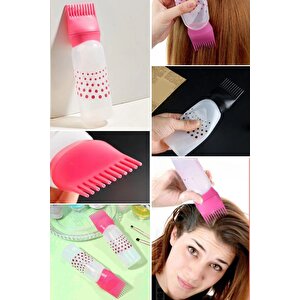 Saç Boyama Aparatı Tarak Başlıklı Saç Boyama Ve Bakım Şişesi - Kolay Yağ Ve Boya Uygulama, Pembe Pembe