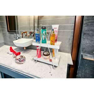 2 Katlı Beyaz Metal Banyo Ve Mutfak Rafı Model 1