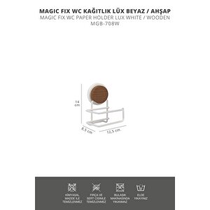 Okyanus Home Ahşap Desenli Magic Fix Sihirli Yapışkan Beyaz Lux Wc Kağıtlık