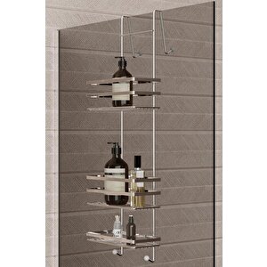 Üç Katlı Asmalı Banyo Duş Rafı Krom Lm580