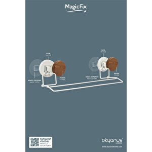 Ahşap Desenli Magic Fix Sihirli Yapışkan Beyaz Uzun Havluluk