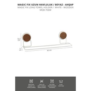 Okyanus Home Ahşap Desenli Magic Fix Sihirli Yapışkan Beyaz Uzun Havluluk