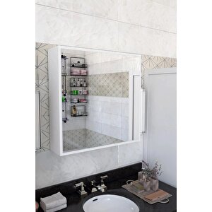 Lavobo Üstü Aynalı Banyo Dolabı Çok Amaçlı 60x60