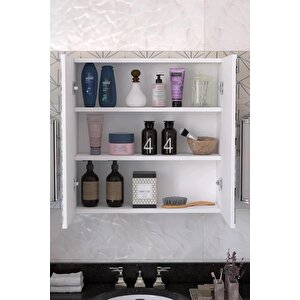 Lavobo Üstü Aynalı Banyo Dolabı Çok Amaçlı 60x60