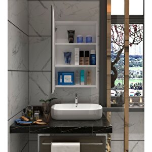 Tek Kapaklı Aynalı Banyo Dolabı Üst Modülü Beyaz