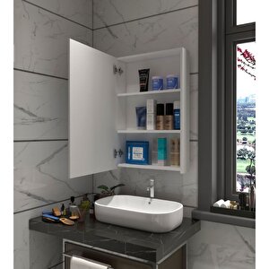 Tek Kapaklı Aynalı Banyo Dolabı Üst Modülü Beyaz