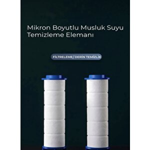 Masaj Özellikli Su Tasarruflu Kireç Önleyici Özellikli 2 Adet Yedek Filtreli Duş Başlığı Beyaz