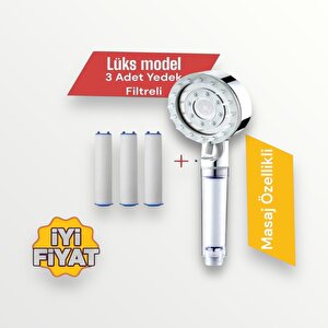 3 Adet Yedek Filtreli Kireç Önleyici Özellikli Masaj Özellikli Duş Başlığı