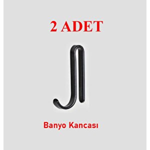 Duş Askı Rafı Aparatı Siyah 2'li 2 Adet Kanca Sty001
