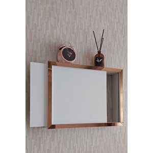 Beyaz-bronz 30x40x7 Cm Düz Kapaklı Duvara Asılabilir Sigorta Ve Modem-wifi Saklama Kutusu! Saklama Kutusu