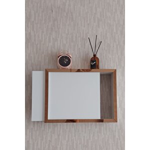 Beyaz-bronz 30x40x7 Cm Düz Kapaklı Duvara Asılabilir Sigorta Ve Modem-wifi Saklama Kutusu! Saklama Kutusu