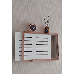 Beyaz-rose 30x40x7 Cm Izgaralı Duvara Asılabilir Sigorta Ve Modem-wifi Saklama Kutusu! Saklama Kutusu
