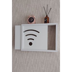 Beyaz 30x40x7 Cm Wifi Amblemli Duvara Asılabilir Sigorta Ve Modem-wifi Saklama Kutusu! Saklama Kutusu
