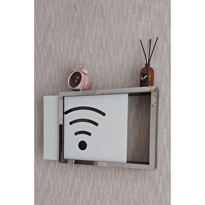 Siyah-gümüş 25x35x7 Cm Wifi Amblemli Duvara Asılabilir Sigorta Ve Modem-wifi Saklama Kutusu! Saklama Kutusu