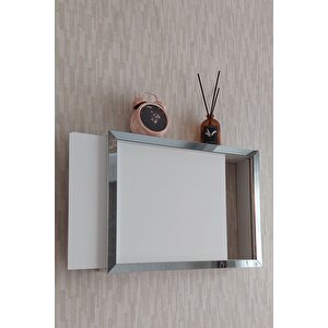 Beyaz-füme 30x40x7 Cm Düz Kapaklı Duvara Asılabilir Sigorta Ve Modem-wifi Saklama Kutusu! Saklama Kutusu