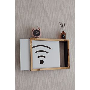 Siyah-gold 25x35x7 Cm Wifi Amblemli Duvara Asılabilir Sigorta Ve Modem-wifi Saklama Kutusu! Saklama Kutusu