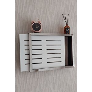 Siyah-gümüş 30x40x7 Cm Izgaralı Duvara Asılabilir Sigorta Ve Modem-wifi Saklama Kutusu! Saklama Kutusu