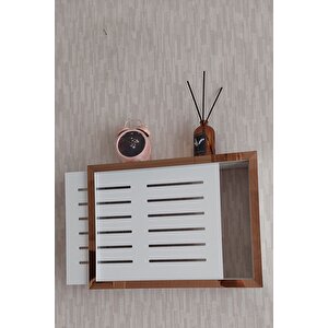 Beyaz-bronz 30x40x7 Cm Izgaralı Duvara Asılabilir Sigorta Ve Modem-wifi Saklama Kutusu! Saklama Kutusu