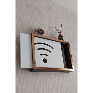 Siyah-bronz 30x40x7 Cm Wifi Amblemli Duvara Asılabilir Sigorta Ve Modem-wifi Saklama Kutusu! Saklama Kutusu