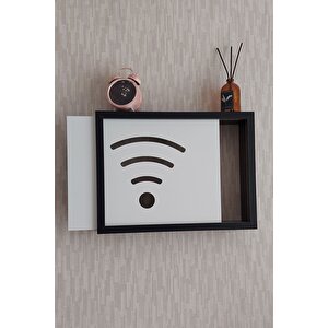 Siyah 25x35x7 Cmwifi Amblemli Duvara Asılabilir Sigorta Ve Modem-wifi Saklama Kutusu! Saklama Kutusu