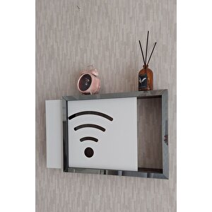 Siyah-füme 25x35x7 Cm Wifi Amblemli Duvara Asılabilir Sigorta Ve Modem-wifi Saklama Kutusu! Saklama Kutusu