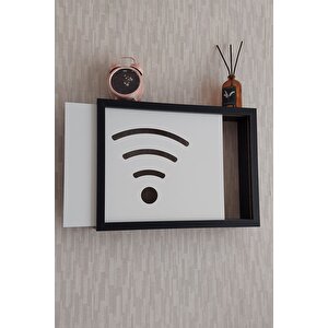 Siyah 30x40x7 Cmwifi Amblemli Duvara Asılabilir Sigorta Ve Modem-wifi Saklama Kutusu! Saklama Kutusu