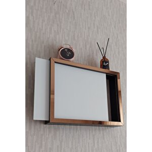 Siyah-bronz 30x40x7 Cm Düz Kapaklı Duvara Asılabilir Sigorta Ve Modem-wifi Saklama Kutusu! Saklama Kutusu