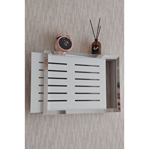 Beyaz-gümüş 25x35x7 Cm Izgaralı Duvara Asılabilir Sigorta Ve Modem-wifi Saklama Kutusu! Saklama Kutusu