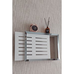 Beyaz-füme 25x35x7 Cm Izgaralı Duvara Asılabilir Sigorta Ve Modem-wifi Saklama Kutusu! Saklama Kutusu