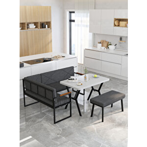 Src Balkon, Bahçe, Cafe, Köşe Takımı, Beyaz Masalı - Antrasit