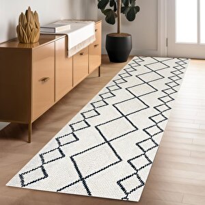 Dijital Baskı Kaymaz Taban Yıkanabilir Kesme Yolluk Oda Salon Mutfak İskandinav Krem Halı 200x550 cm