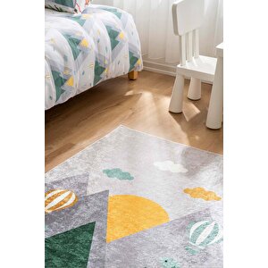 Kuş Vadisi Makinede Yıkanabilir Kaymaz Taban Leke Tutmaz Antialerjik Çocuk Odası Halısı, Yeşil, 120 X 160 Yeşil