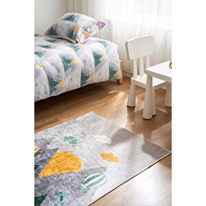 Kuş Vadisi Makinede Yıkanabilir Kaymaz Taban Leke Tutmaz Antialerjik Çocuk Odası Halısı, Yeşil, 80 X 150 80x150 cm