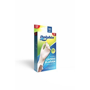 Dolphin Tek Kullanımlık Lateks Beyaz Pudralı Muayene Eldiveni - Medium - Orta Boy - 10'lu 3 Paket