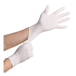Dolphin Tek Kullanımlık Lateks Beyaz Pudralı Muayene Eldiveni - Medium - Orta Boy - 10'lu 10 Paket
